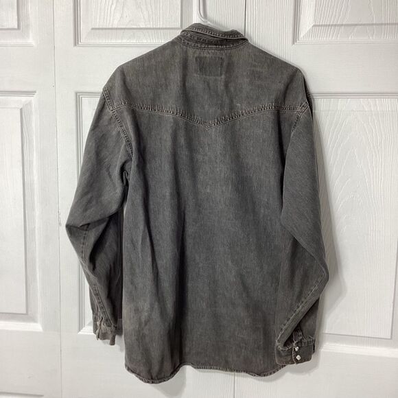 Authentic Wrangler Pearl Snap Shirt Long Sleeve Gray S - Picture 3 of 11